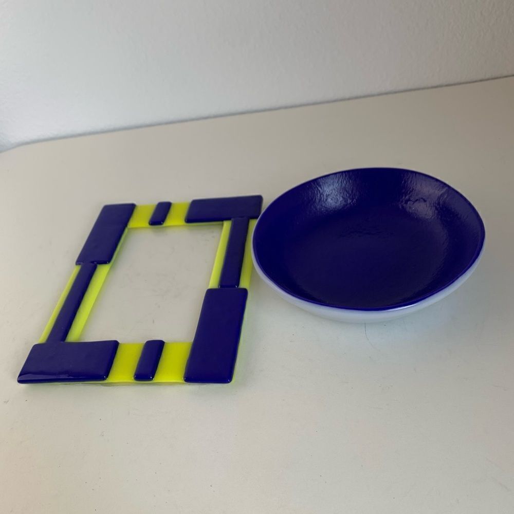 Artisan Made Fused Glass Tray and Bowl‎
